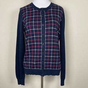 Tommy Hilfiger windowpane plaid cardigan medium